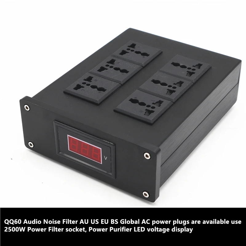 QQ60 Audio Noise Filter AU EU BS Global AC power plugs use 2500W Power socket Purifier LED voltage display |