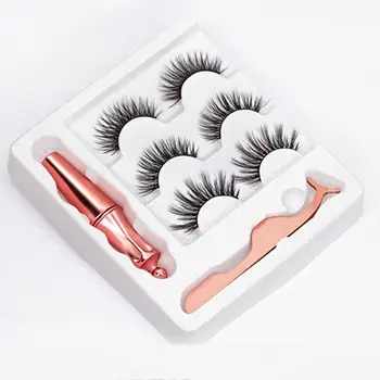 

3D Magnetic Eyelashes Eyeliner Eyelash Curler Set Magnet Natural Long Magnetic False Eyelashes Magnetic Eyeliner