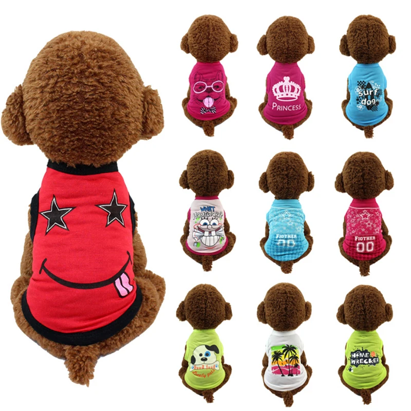 

Summer thin polyester fabric vest lovely medium and small dog pet clothes