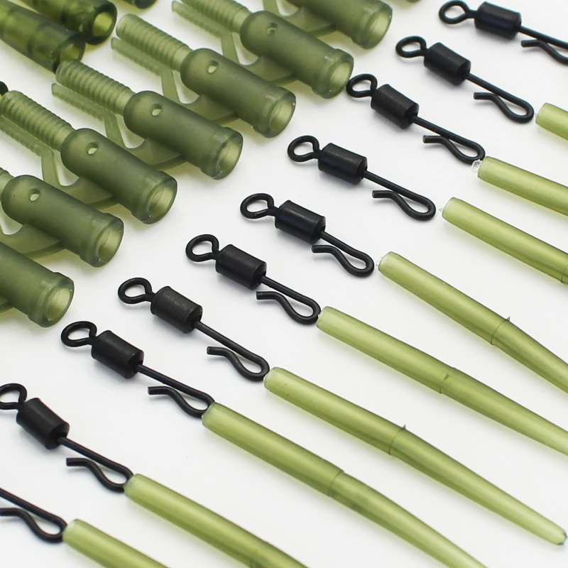 1Set=40PCS Carp Fishing Accessories Kit Rubber Lead Clips Anti Tangle Sleeve Quick Change Rolling Swivels Carp Rig Making Tackle