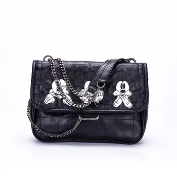 

Disney Mickey mouse shoulder Bag Women 2020 New Shoulder Messenger Bag Cute Printed pu chain Bag handbag