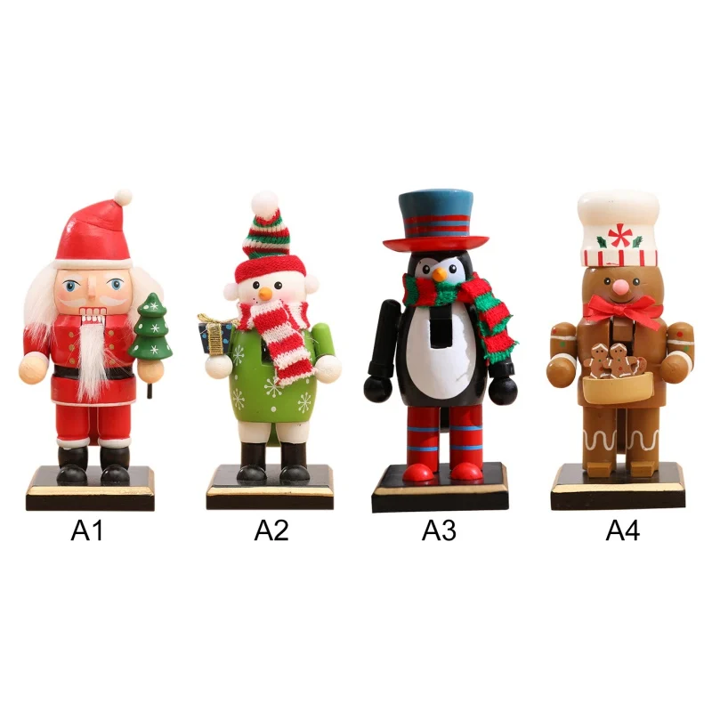 

Decor Christmas Ornaments Wooden Nutcracker 16cm Figurines Santa Snowman Puppet Desktop Decoration