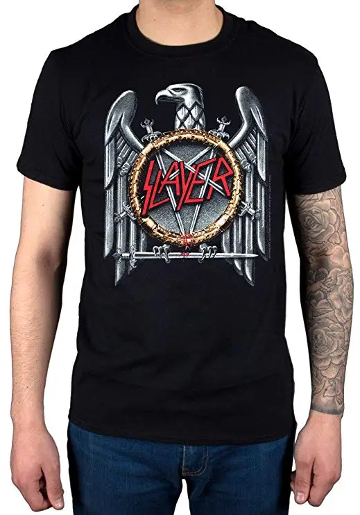 Slayer Серебряный Орел обычная посадка круглый воротник короткий рукав футболка