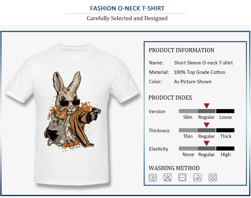  Fashion Mens T-shirts Round Collar Autumn Short Sleeve Cotton Tops Tees smith the rabbit Printed On Sweatshirts