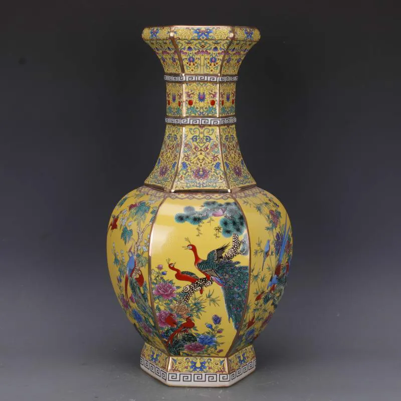 Luxury Large Chinese Classic Antique Ceramic Enamel Flower Vase Home Decoration Beautiful Vase