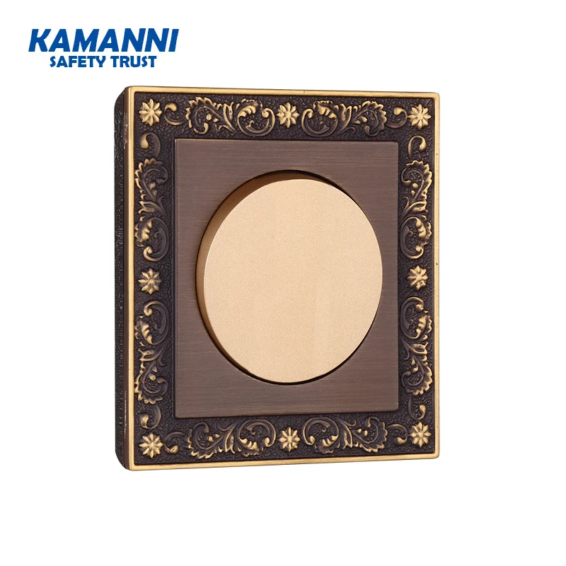 

220v Wall lamp switch copper panel home button light switch with screw touch screen wall switch LED 1 Gang 1 Way Gold Hot Sale