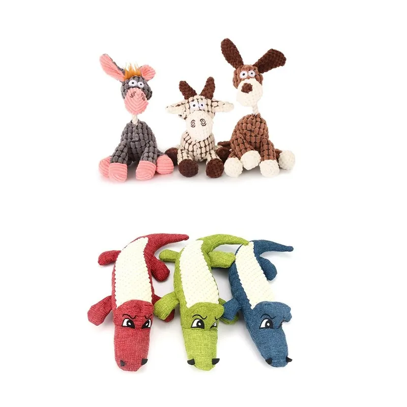 

6 color pet toys chew squeaker stuffed animal dog vocal crocodile toy for dogs cat chew chirping plush toy for pet supplies