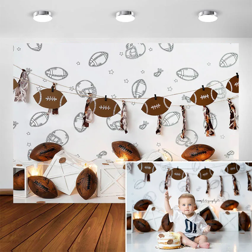American Football Photography Background Newborn Baby Rugby Theme Birthday Party Decoration Backdrops for Photo Studio Portrait |