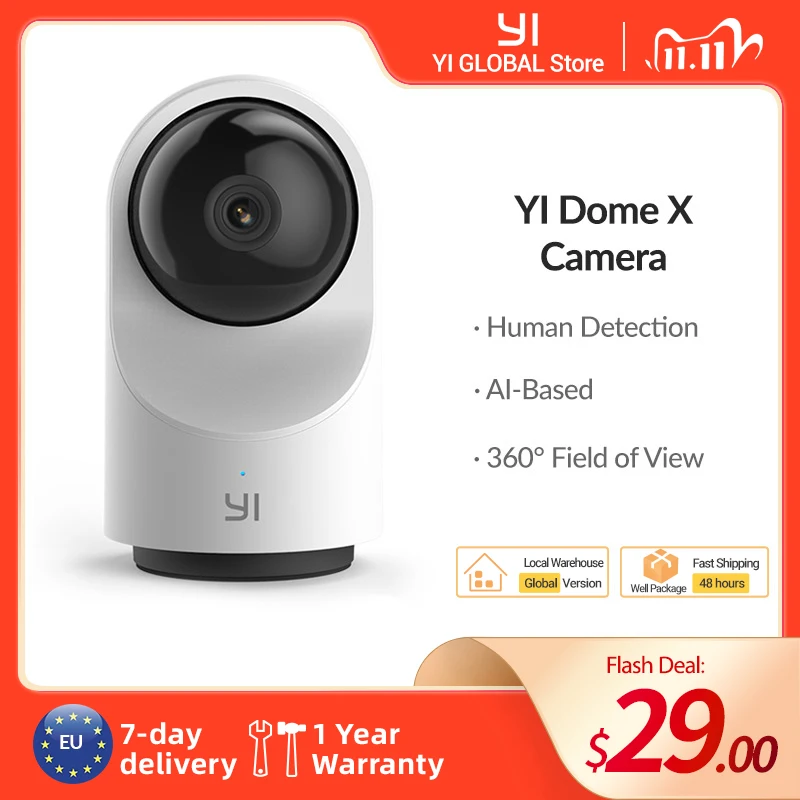 YI купольная камера X 1080P HD IP s комнатная безопасности с Wi-Fi замедленная съемка