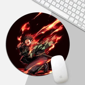 

Round Anime Mouse Pad Demon Slayer Kimetsu No Yaiba Locking Edge Otaku Gaming MousePad Gamer Office Computer Mat Boy Gift Pad