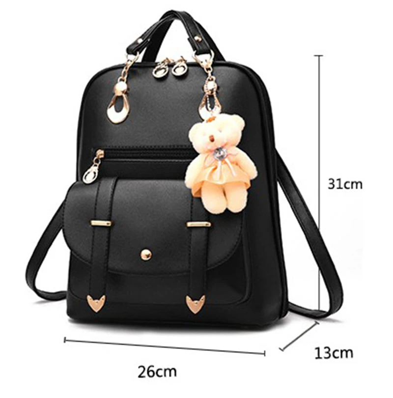 Элегантный дизайн женский рюкзак игрушки в виде медведей из искусственной кожи Школьные сумки для девочек-подростков женский рюкзак сумка на плечо туристический рюкзак
