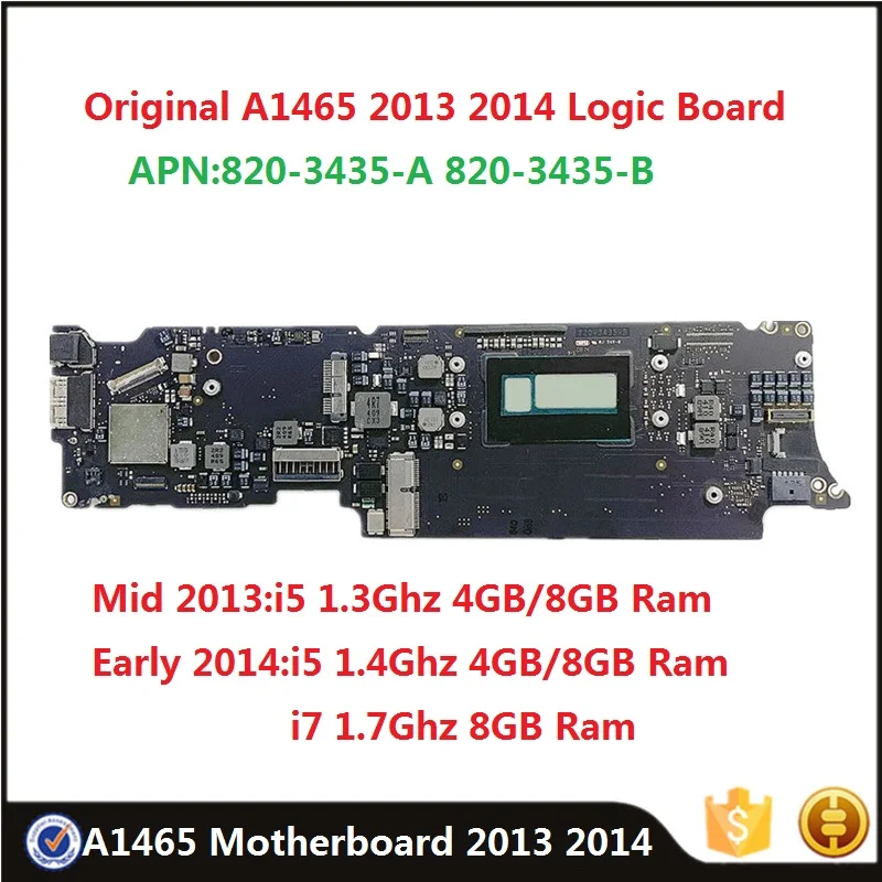 Оригинальная материнская плата A1465 820-3435-A 820-3435-B для Macbook Air 11 &quot2013 2014 i5 i7 4 ГБ 8 ОЗУ