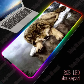 

XGZ Wolf RGB Gaming Large Animal Mouse Pad Gamer Led Computer Mousepad Big Mouse Mat with Backlight Carpet for Keyboard Desk Mat