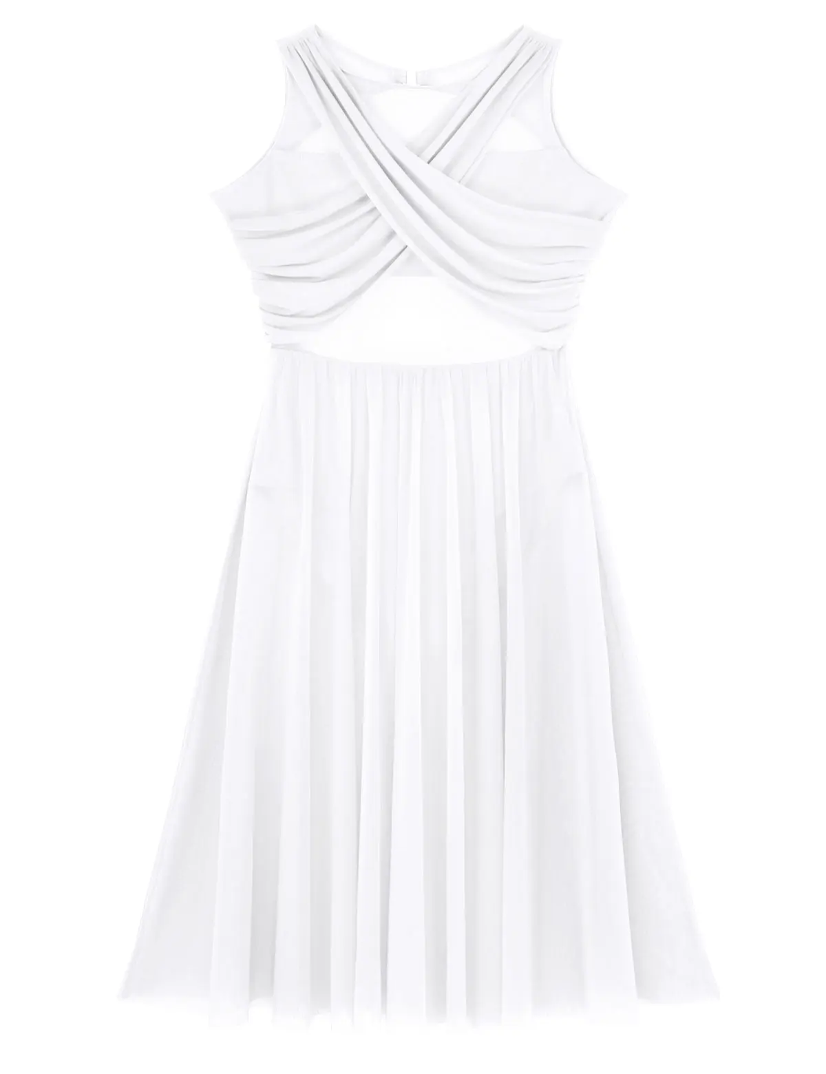 Women Ballet Lyrical Dance Dress Sleeveless Wrapped Cross Front