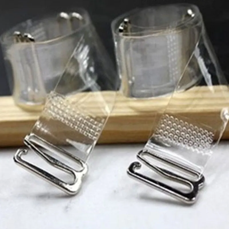 1Pairs=2Pcs Metal Buckle Bra Straps Belt Women's Elastic Transparent Silicone Bra Straps Adjustable Intimates Accessories