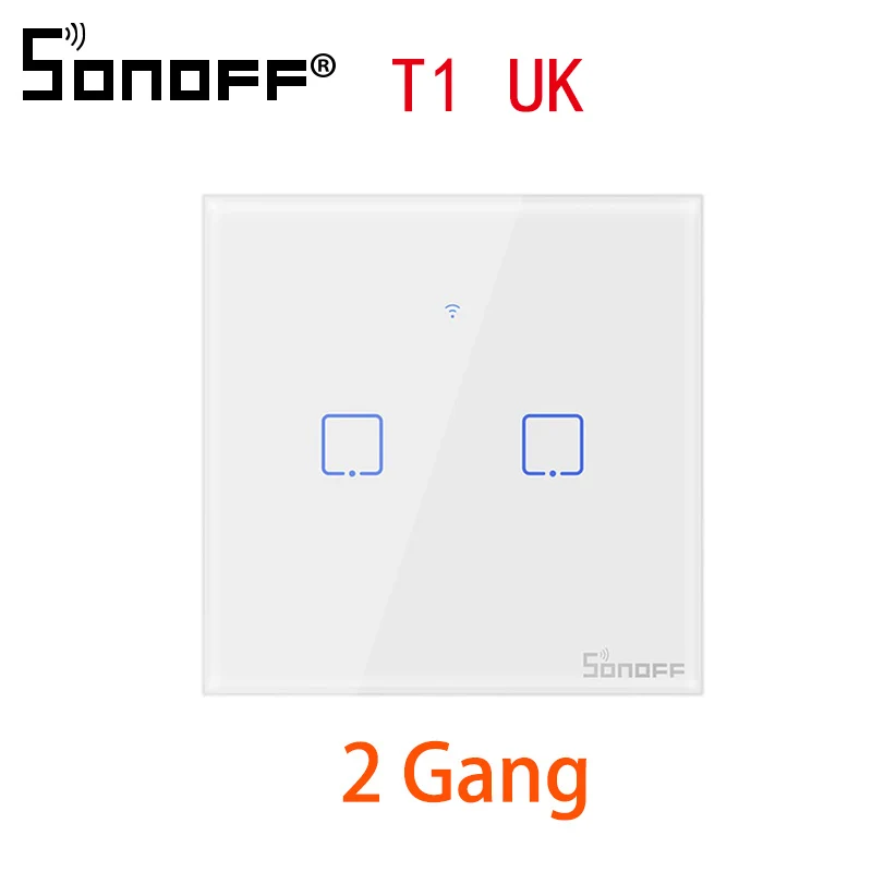 T1 UK 2C Интеллектуальный выключатель света Sonoff T1 TX умный переключатель с 1/2/3 банды Wi-Fi Панель переключатель для Google Home Alexa домашней автоматизации умного дома, Wi-Fi, Сенсор штепсельная вилка стандартов ЕС и Великобритании - Комплект: T1 UK 2C
