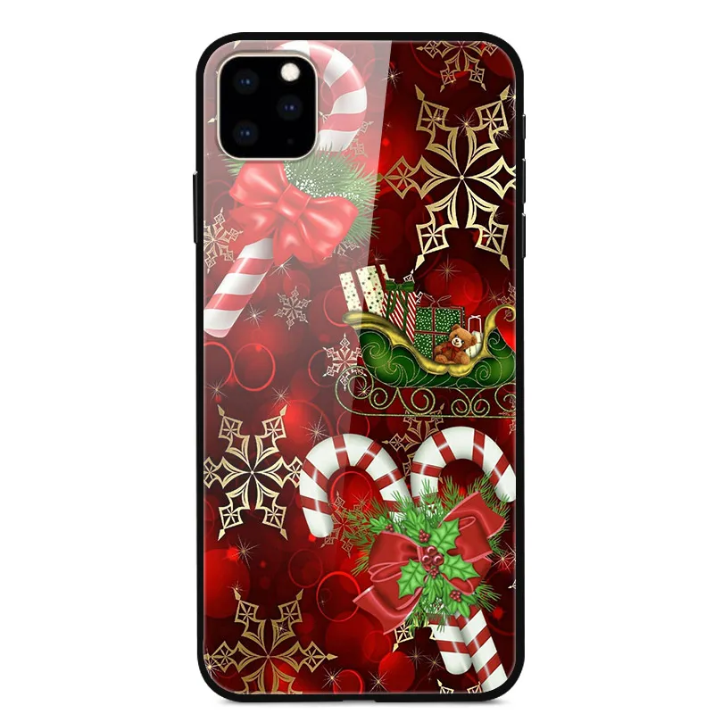 Рождественский чехол для телефона s для iPhone 11 Pro Max, чехол из закаленного стекла для iPhone X XS Max 7 8 6 6S Plus 11 Pro XR X S, Жесткий Чехол