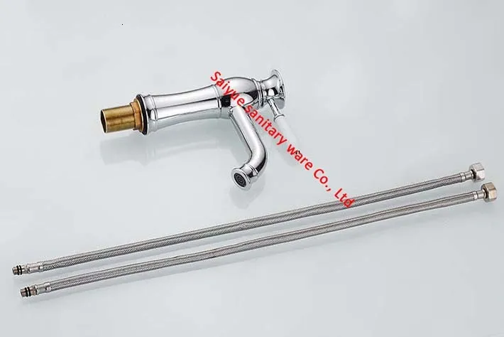New High Quality Deck Mounted White Single Handle Bathroom Sink Faucet Copper Basin Mixer, Chrome Finish Hot and cold Water tap