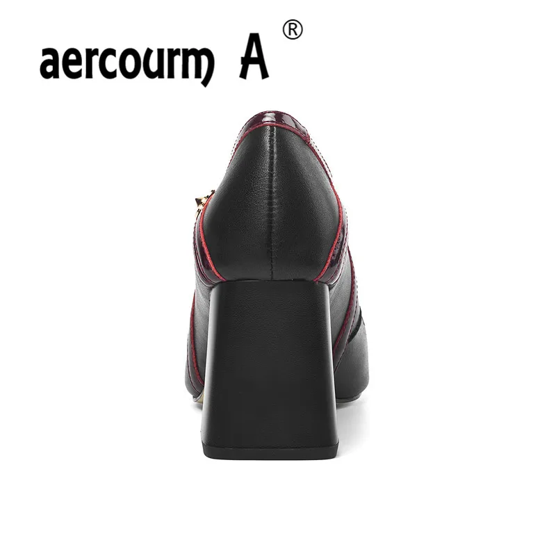Женские туфли лодочки Aercourm A 2020 из натуральной кожи на толстом высоком каблуке