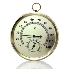 Sauna Thermometer Metal Dial Hygrometer Humidity Temperature Measurement Meter Indoor Room Accessory