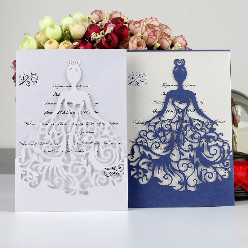 20 piezas elegantes tarjetas de приглашение воск boda con corte лазерной para invitaciones де visita