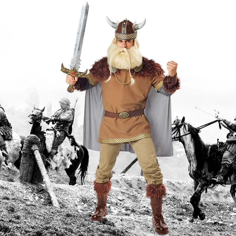 Fantasia de pirata viking, dia das bruxas, guerreiro medieval