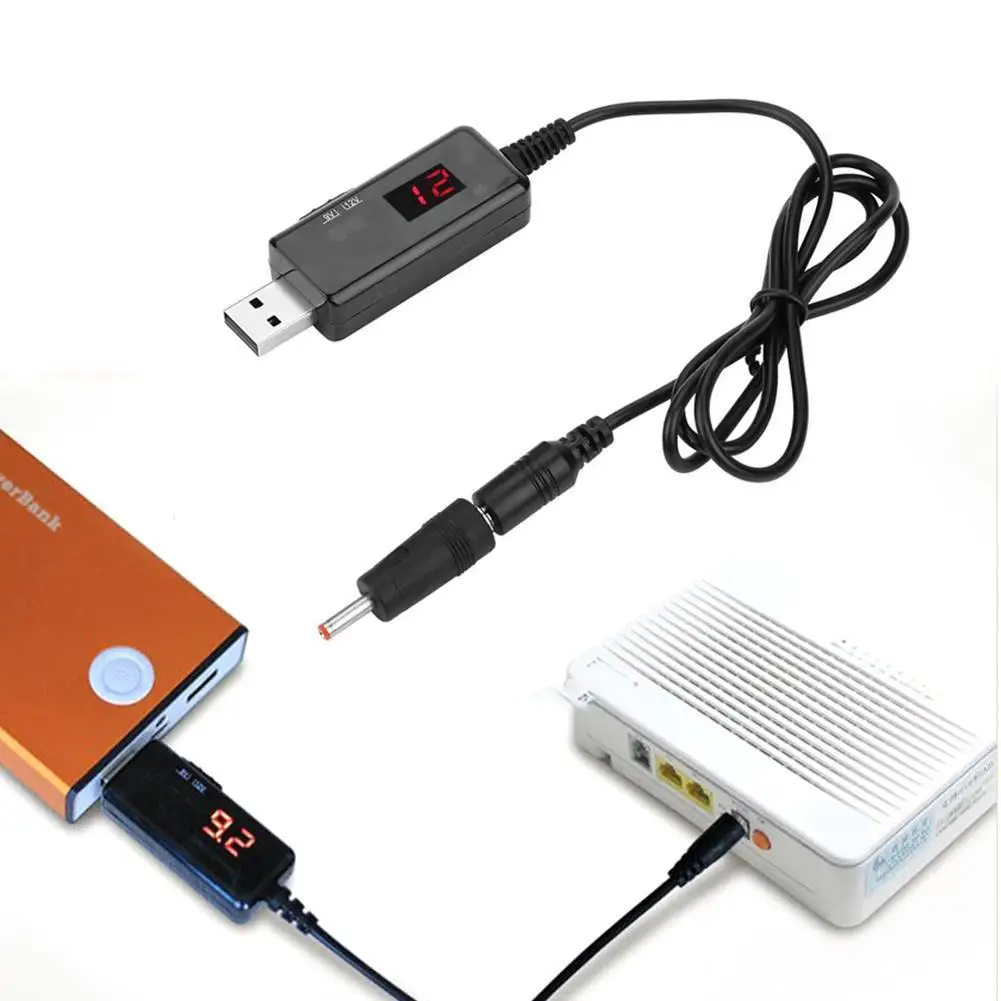 Cable convertidor de refuerzo de USB a DC, transformador de pantalla Led de 5V a 9V, 12V, tensión regulable de voltios, regulador de POTENCIA DE CC con Cable de interruptor