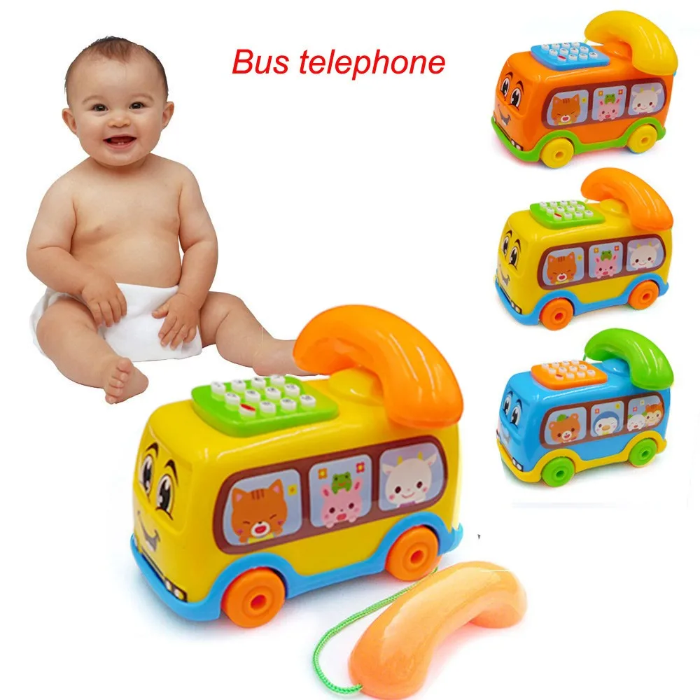 Juguetes vocales de teléfono para bebés, autobús de dibujos animados, educativo, música de juguetes para bebés, regalo de cumpleaños