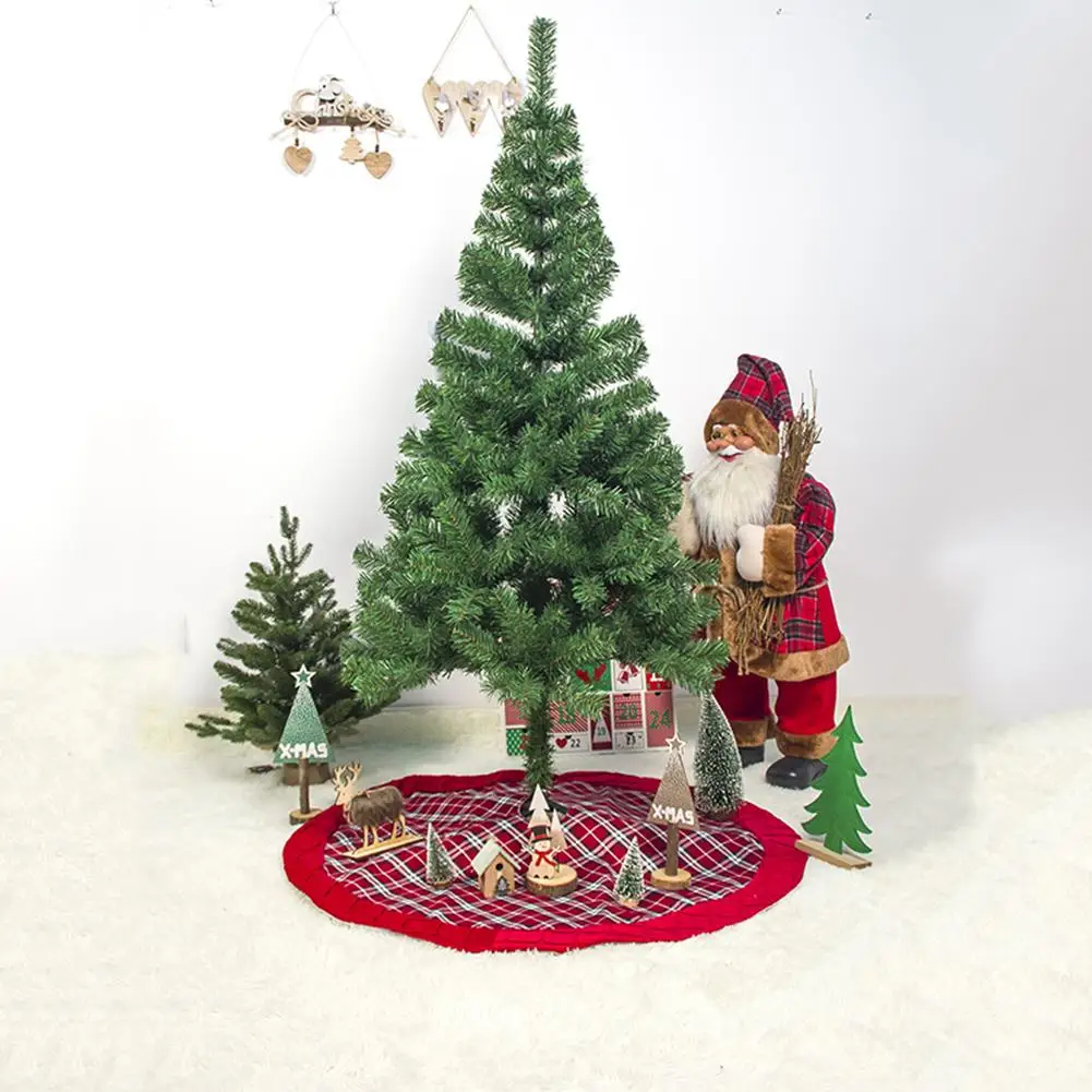 Plaid Christmas Tree Skirt Red Double Layers Xmas Tree Skirt for Holiday Christmas Decorations