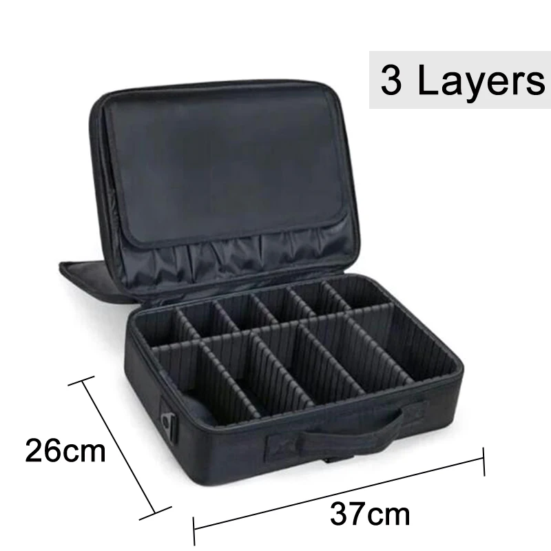 3 Layers 37x26x14cm Косметичка для кистей для макияжа чехол для поезда Профессиональный вагончик портативный дорожный органайзер для хранения косметический чехол Прямая поставка - Цвет: 3 Layers 37x26x14cm