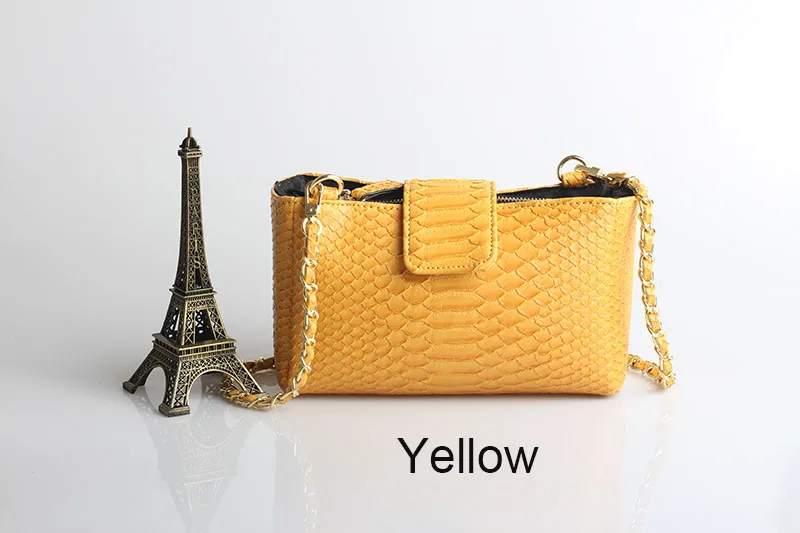 XMESSUN дизайн Дамская кожаная сумка с узором питона сумка из тисненой кожи питона модная сумка - Color: Yellow