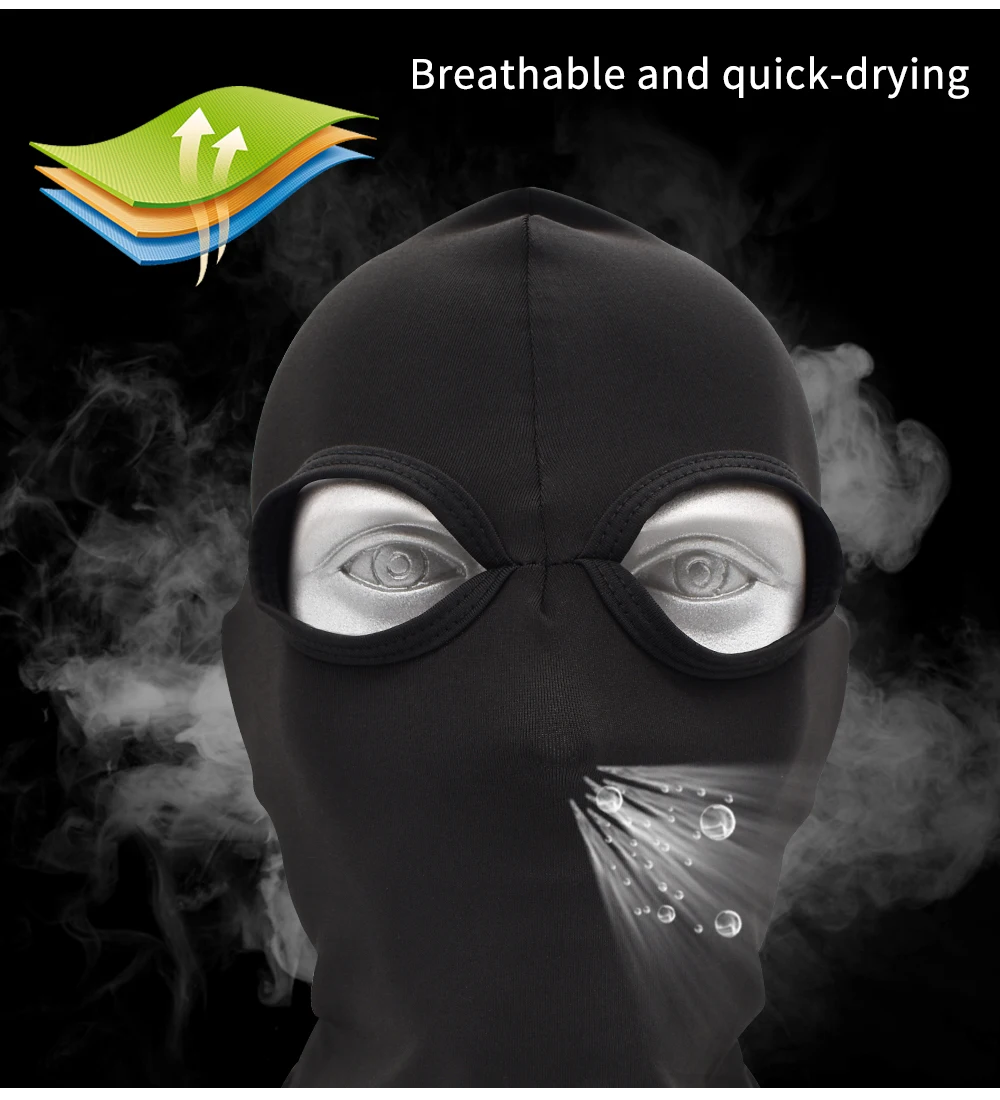 WOSAWE Motorcycle Balaclava Full Face Cover Mask Breathable Three 2 Hole CS Motocross Helmets Beanie Face Masks Black White