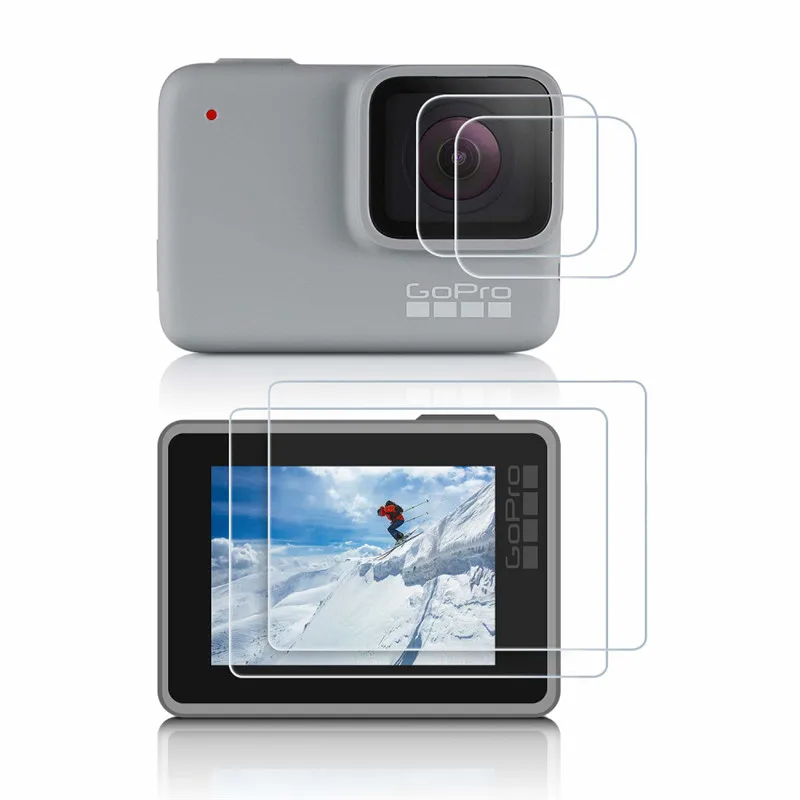 Transparent Новое поступление 4 шт защита для экрана объектива для GoPro Hero 6/5 Водонепроницаемая прочная пленка из закаленного стекла для Gopro аксессуары - Цвет: Transparent