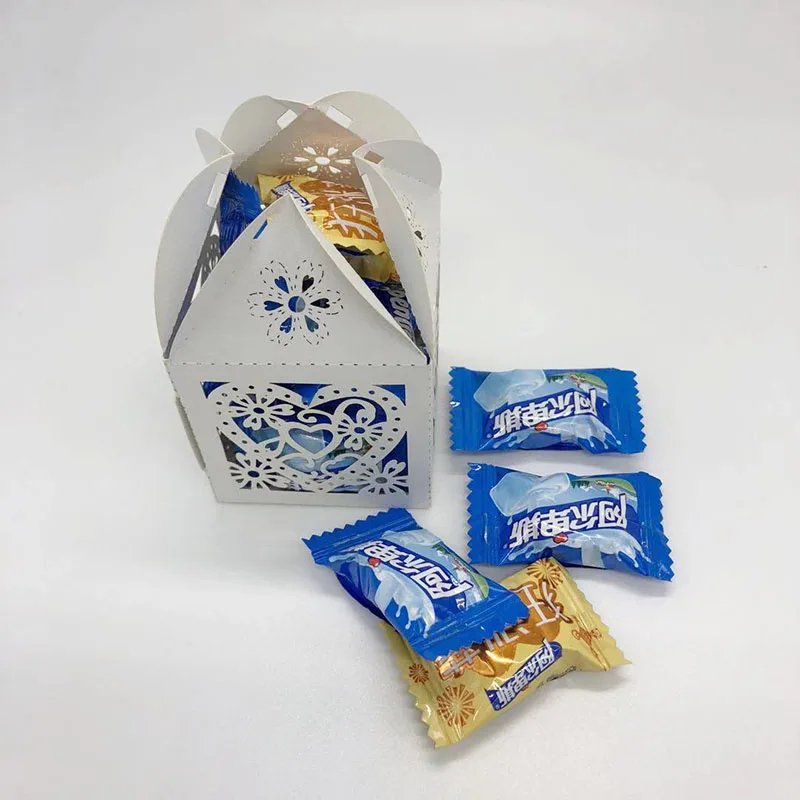 Свадебная подарочная коробка, цветная бумажная коробка для торта, лазерная резка, Свадебная подарочная коробка для печенья, 50 шт./лот