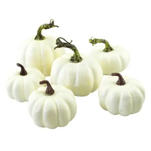 6pcs 6/12 шт Хэллоуин Искусственные белые тыквы Урожай Осень День благодарения домашний декор реалистичные имитация форма и приятный на ощупь подарки - Цвет: 6pcs