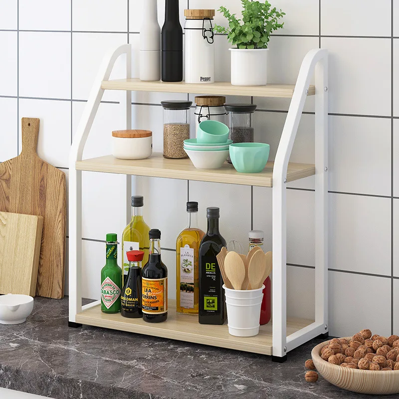 

Wholesale Kitchen Shelves Microwave Oven Seasoning Storage Shelf Multilayer Multi-functional Storage Bowls And Chopsticks Provin