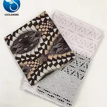 LIULANZHI африканская восковая кружевная ткань Лидер продаж Анкара восковая печать ткань и вуаль кружева белая ткань 3+ 2,5 ярдов ML8WR66-ML8WR92