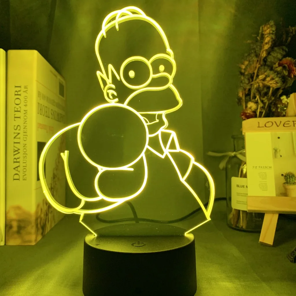 Симпсоны рисунок 3d иллюзия светодиодный Ночной светильник, уникальный подарок на день рождения для детей, украшение для детской спальни, Usb Батарея, настольная лампа