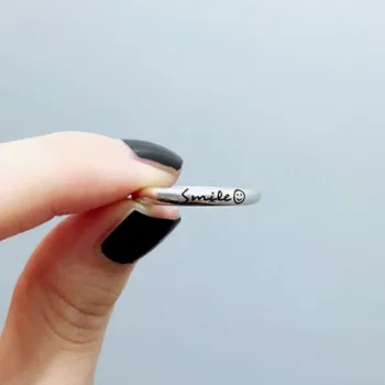 

Punk Silver Color Smile Finger Rings For Women Antique Ring Christmas Gifts Jewelry
