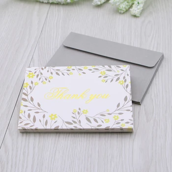

12PCS Gilding Fodable Thank You Card Set Plants Pattern Greeting Card Set Including 6 Envelopes 6 Cards