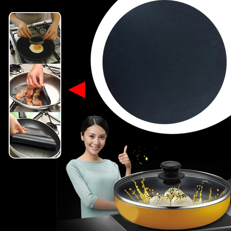 Круглый тефлоновый антипригарный коврик для сковороды, коврик для кухонной выпечки