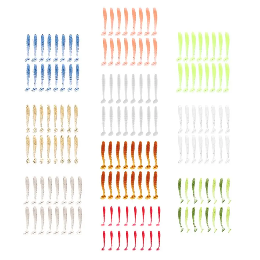 16PCS Worm Fishing Lures Fake Lures Artificial Baits Soft Crank Baits T-tail Fish Tackle Lures for Beginners Anglers 