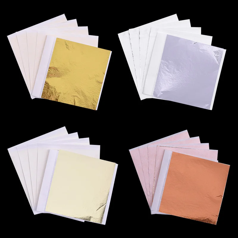 DIY Craft-Paper Foil Leaf-Leaves-Sheet Gilding Silver Imitation Gold 100pcs 8--8.5cm