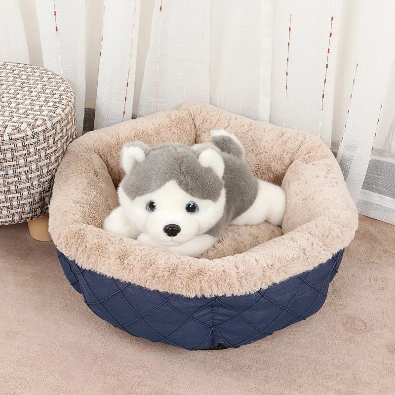

Pet Dog's Nest Cat's Nest Embossed Denim Small Dog's Warm Autumn And Winter Teddy Pet Products