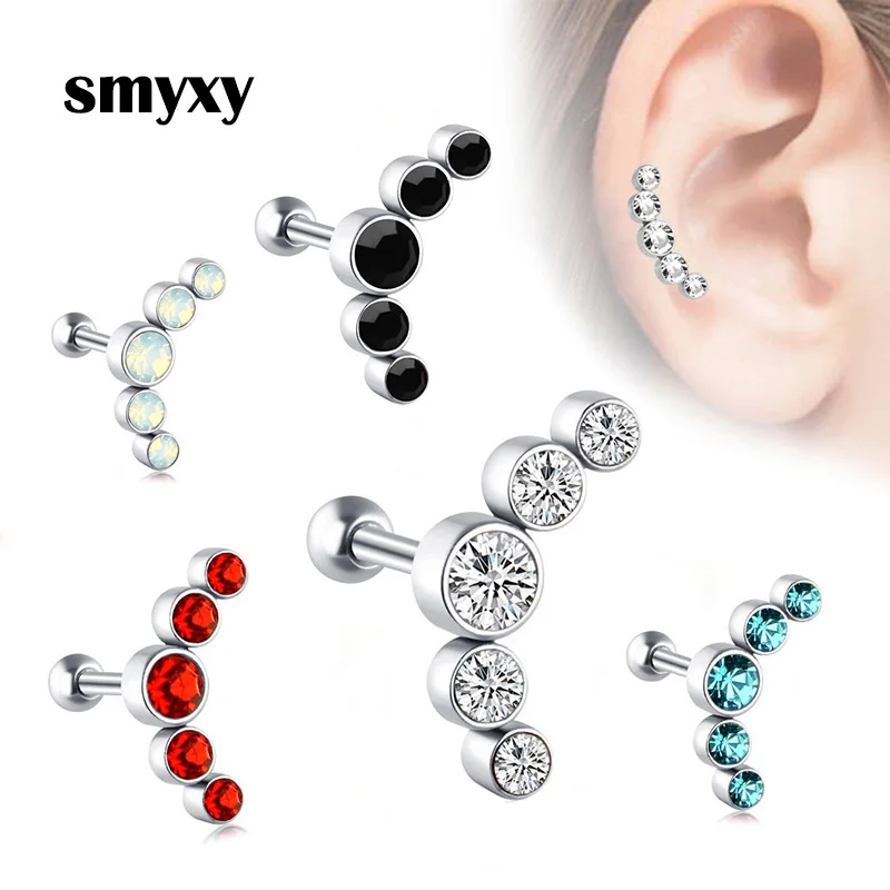 1 шт., мозаика кристалл из нержавеющей стали, серьги-гвоздики для женщин, пирсинг для пупка, серьги, хрящевая спираль, винт, Шариковая кость для уха, украшения для ногтей