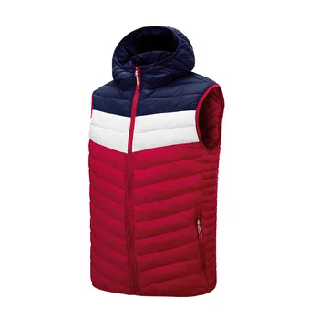 

2020 Fashion Trend Cotton Vest Men's Autumn Winter Hooded Jacket Stitching Thin Cotton Men's Clothing European Size M 4XL