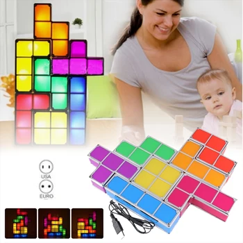 

Tetris Block Energy Saving LED Light DIY Decorate Creative Stackable Night Lamp Constructible Fashion Full Contact Puzzle