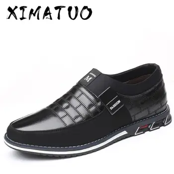 

Genuine Leather Men Casual Shoes Brand 2019 Mens Loafers Moccasins Breathable Slip on Black Driving Shoes Plus Size 38-46
