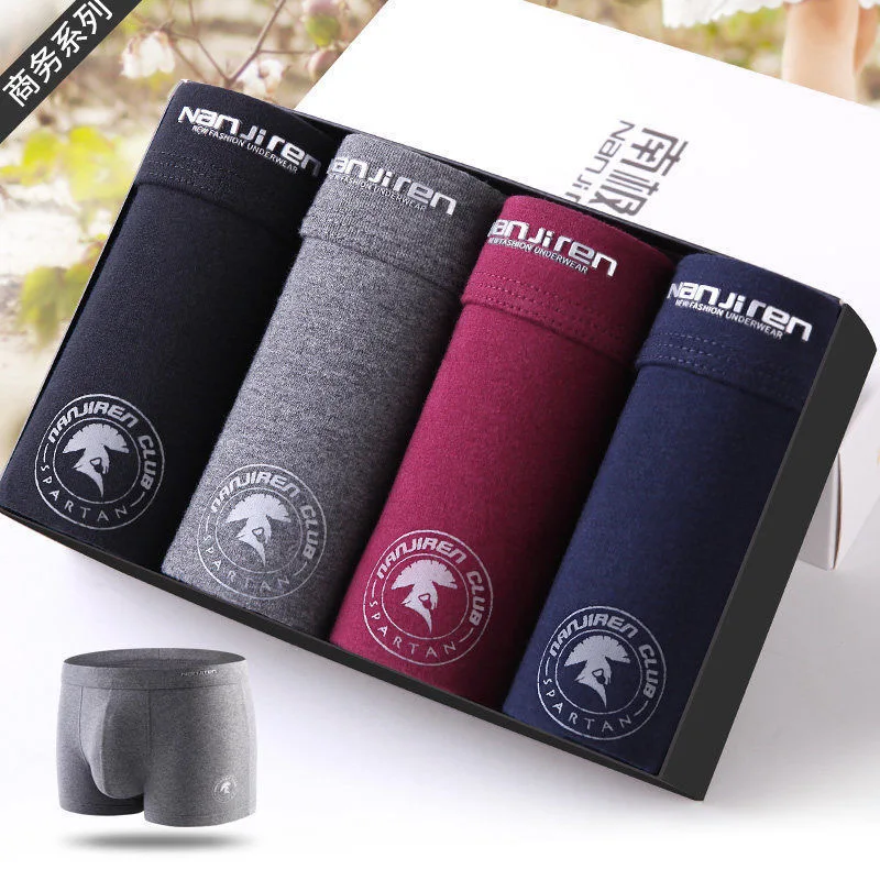 2022 Men Underwear Boxer Shorts Panties Solid Shorts Brand Underpants Men 100% Cotton Breathable Mid Waist Shorts Men L-3XL