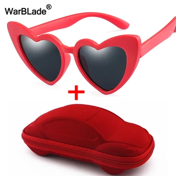 

WarBLade Cute Kids Polarized Sunglasses Heart Shaped Boys Girls Children Sun Glasses UV400 Baby Silicone Safety Frame Eyewear